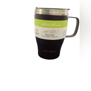 Eddie Bauer ravine brown stainless steel ceramic lined coffee travel cup mug new